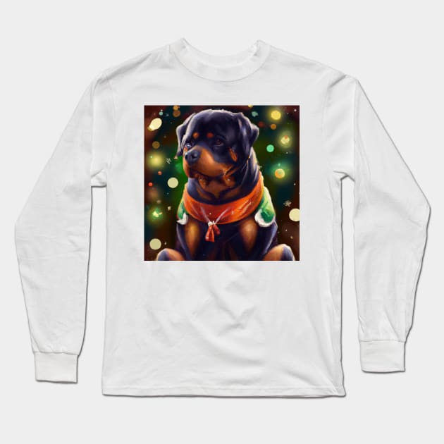 Cute Rottweiler Drawing Long Sleeve T-Shirt by Play Zoo